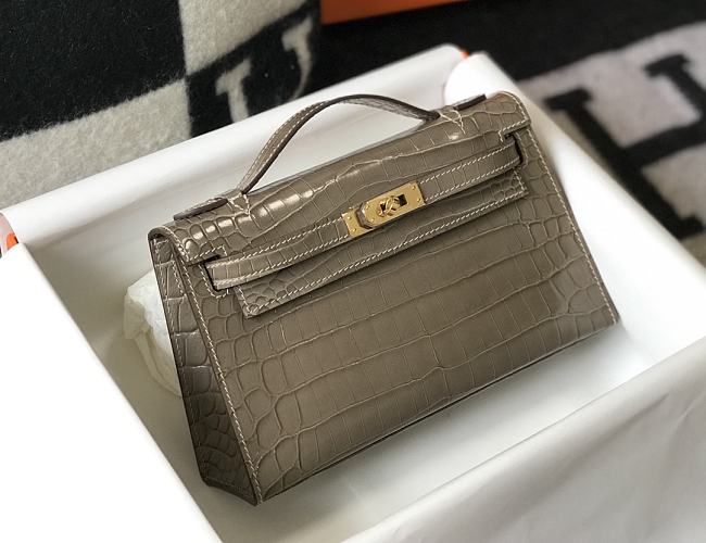 Hermes Kelly Pochette  grey bag  22cm - 1