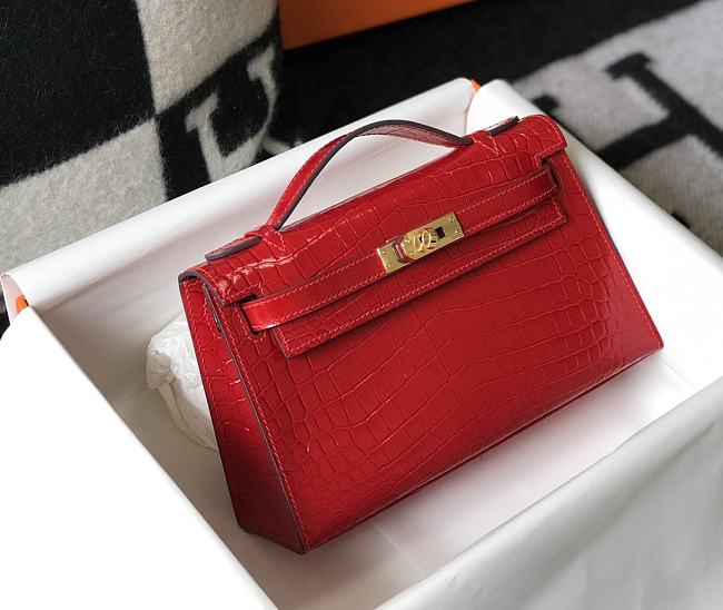 Hermes Kelly Pochette red  bag  22cm - 1