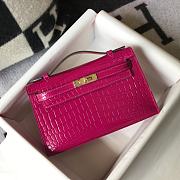 Hermes Kelly Pochette  rose red  bag  22cm - 1