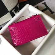 Hermes Kelly Pochette  rose red  bag  22cm - 3