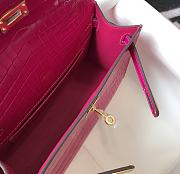 Hermes Kelly Pochette  rose red  bag  22cm - 5