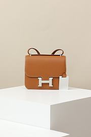 Hermes crossbody bag Brown  silver lock 19*15*4CM - 1