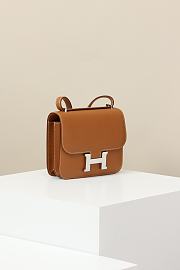 Hermes crossbody bag Brown  silver lock 19*15*4CM - 3