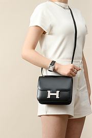 Hermes crossbody bag black silver lock 19*15*4CM - 2