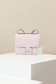 Hermes crossbody bag Pale pink silver lock 19*15*4CM - 1