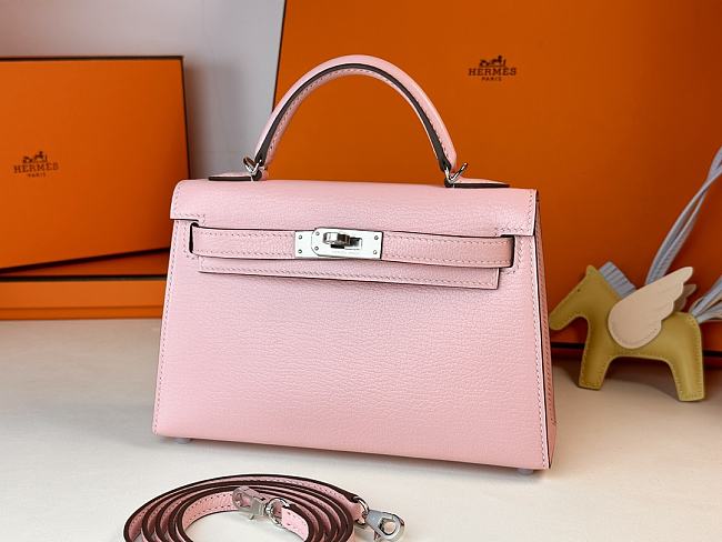 Hermes mini Kelly pink silver lock  bag - 1