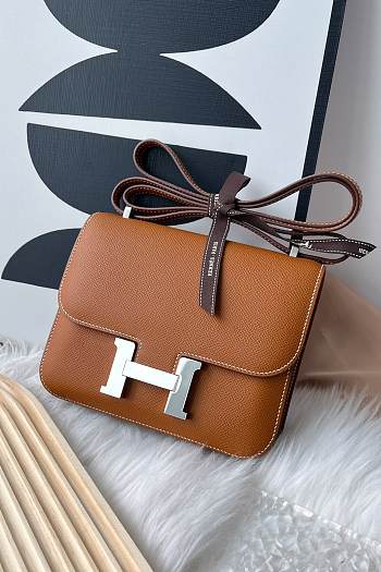 Hermes Constance brown silver bag 