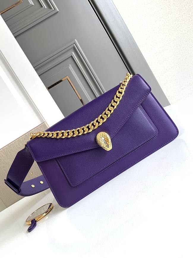 Bvlgari Serpenti East-West Maxi Chain Shoulder Bag In Purple 02 - 28*17*6CM - 1