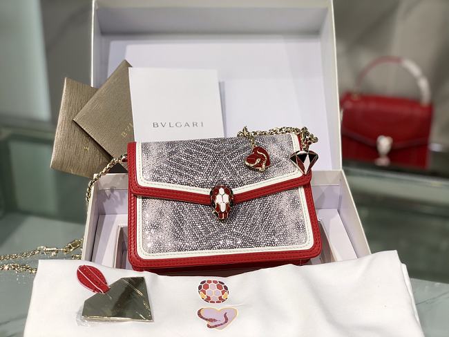 Bvlgari Serpenti Diamond Blast bag  red  chain    17.5*11*5cm - 1