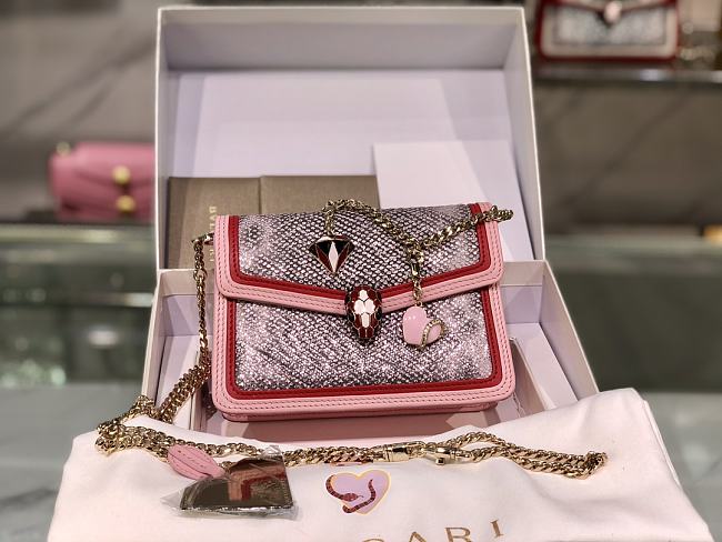 Bvlgari Serpenti Diamond Blast bag  pink  chain      17.5*11*5cm - 1