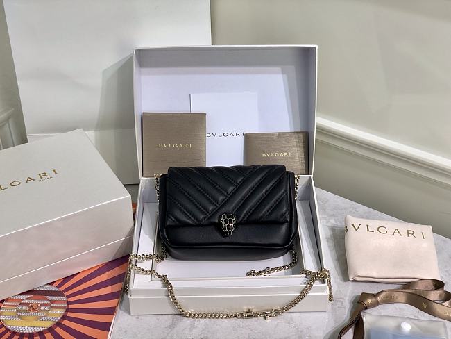 Bvlgari Serpenti Cabocho Mini black  bag  chain   17*11*5cm - 1