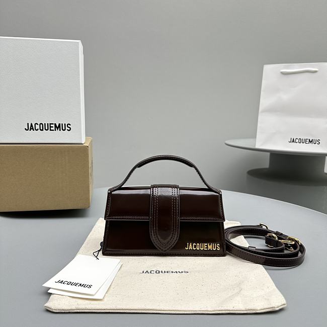 Jacquemus Le Bambino leather mini dark brown patent leather   18*6*7cm - 1