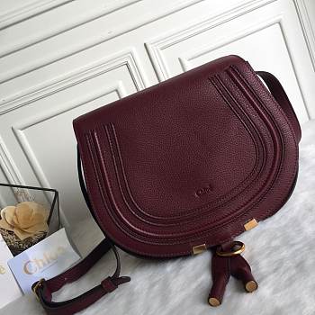 Chloé Marcie Small Saddle Bag  wine red 