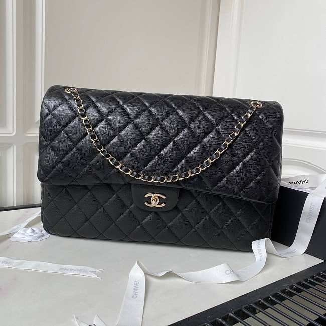 Chanel classic calfskin black bag 30CM - 1