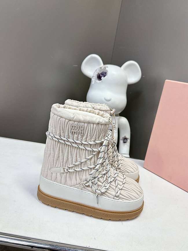 MIUMIU boots beige silver lace mid-calf boots - 1