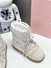 MIUMIU boots beige silver lace mid-calf boots - 3