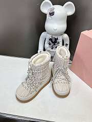 MIUMIU boots beige silver lace mid-calf boots - 5