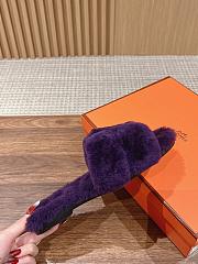 Hermes Oran Purple lambswool slippers - 2