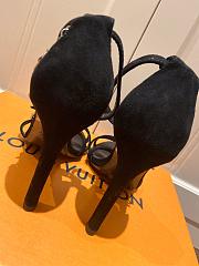 LV suede black high heel sandals 120327A - 3