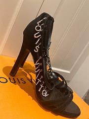 LV suede black high heel sandals 120327A - 4