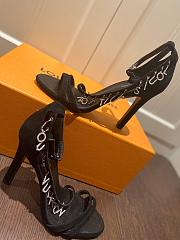 LV suede black high heel sandals 120327A - 5