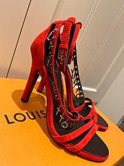 LV suede red high heel sandals 120327A - 2