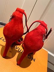 LV suede red high heel sandals 120327A - 3