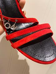 LV suede red high heel sandals 120327A - 5