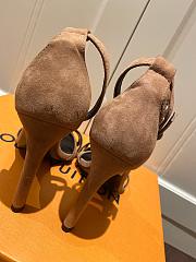 LV suede brown high heel sandals 120327A - 3