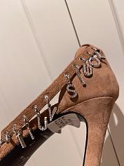 LV suede brown high heel sandals 120327A - 2