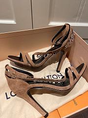 LV suede brown high heel sandals 120327A - 4