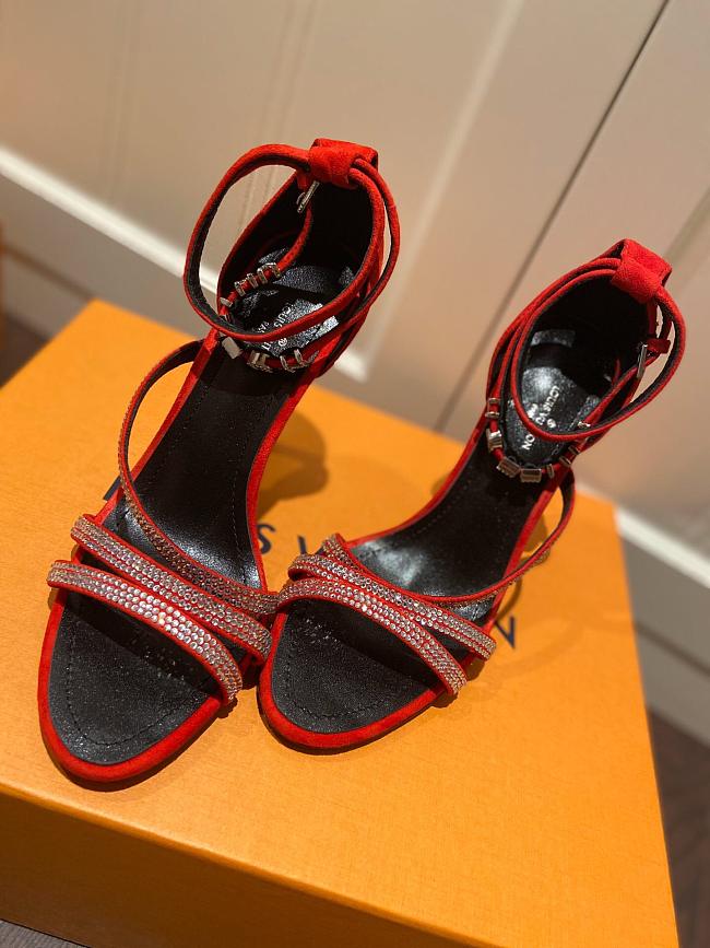 LV Leather red  high heel sandals 120327B - 1