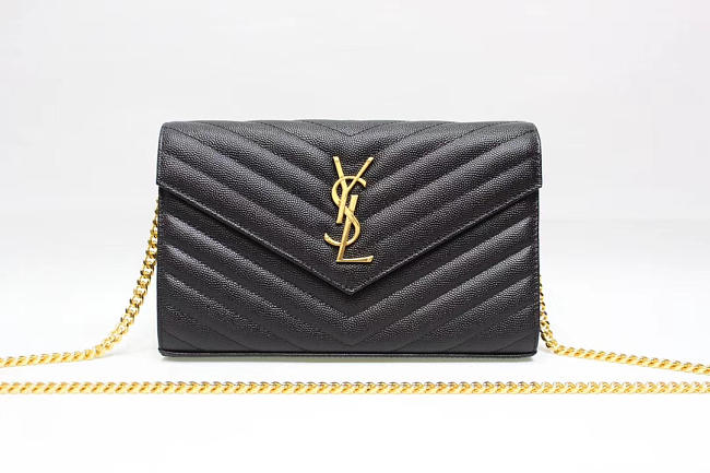  YSL Shoulder black bag 377828K gold chain -22.5x14x4cm - 1