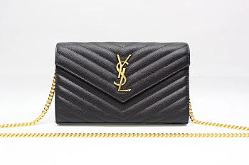  YSL Shoulder black bag 377828K gold chain -22.5x14x4cm