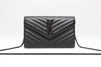  YSL Shoulder black bag 377828K  black chain -22.5x14x4cm