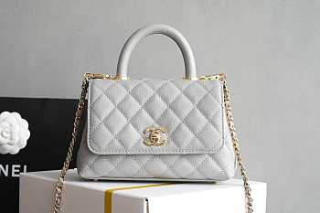 Chanel Coco Mini Handle Handbag  Grey 13x19x9cm