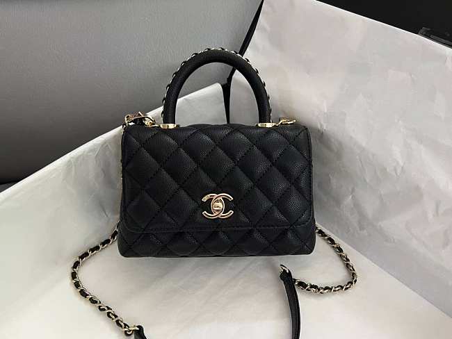 Chanel Coco Top Handle Handbag Calfskin black 19cm - 1