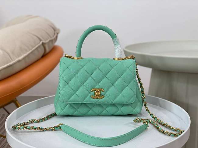 Chanel Coco Top Handle Handbag Calfskin green 24cm - 1