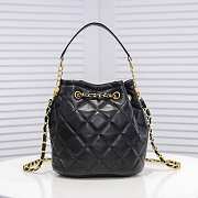 Chanel  Retro drawstring button bag lambskin black 21×24×14cm - 5