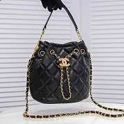 Chanel  Retro drawstring button bag lambskin black 21×24×14cm - 4