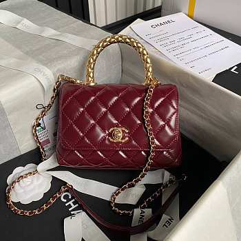 Chanel Coco Top Handle Handbag Calfskin glossy red 19cm