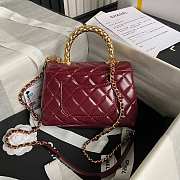 Chanel Coco Top Handle Handbag Calfskin glossy red 19cm - 2