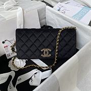 Chanel classic  black velvet bag 23cm - 1