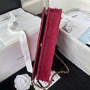 Chanel classic  red  velvet bag 23cm - 3