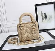 Dior Lady Dior Bag Cannage Lambskin  Khaki 17cm - 1