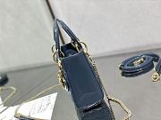 DIOR LADY MINI  6603A Patent leather denim blue gold buckle 17x7x15cm - 5