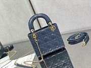 DIOR LADY MINI  6603A Patent leather denim blue gold buckle 17x7x15cm - 3