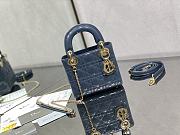 DIOR LADY MINI  6603A Patent leather denim blue gold buckle 17x7x15cm - 2