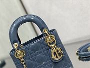 DIOR LADY MINI  6603A Patent leather denim blue gold buckle 17x7x15cm - 4