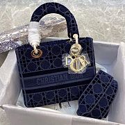 DIOR LADY  121029A  dark blue embroidery  24x20x11cm  - 1